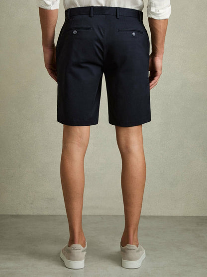 Cotton Chino Shorts with Stretch Navy | Mens