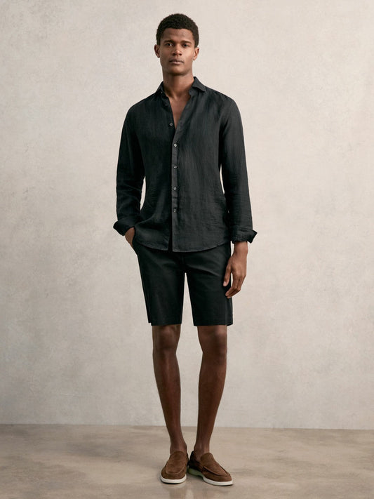 Cotton Chino Shorts with Stretch Black | Mens