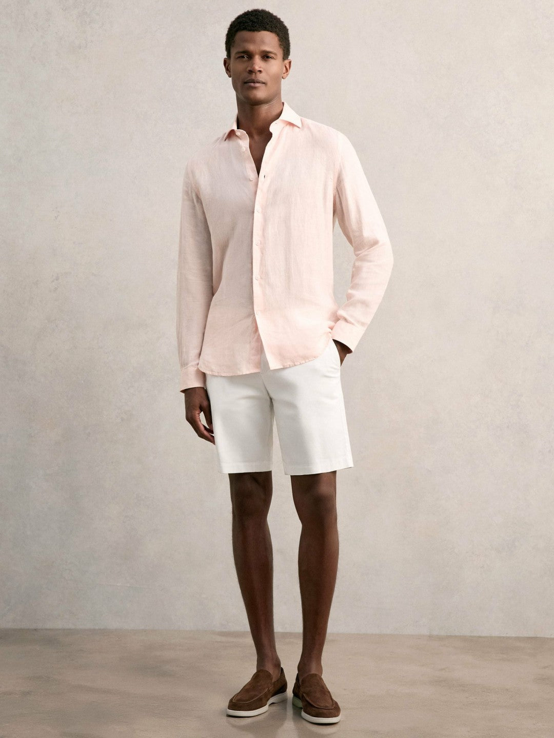 Cotton Chino Shorts with Stretch White | Mens