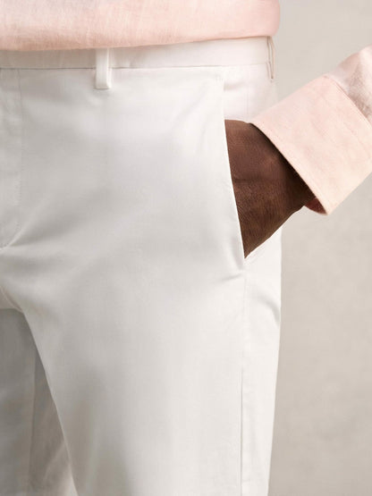 Cotton Chino Shorts with Stretch White | Mens