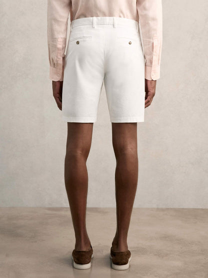 Cotton Chino Shorts with Stretch White | Mens