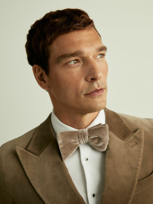 Velvet Bow Tie Taupe Brown | Mens