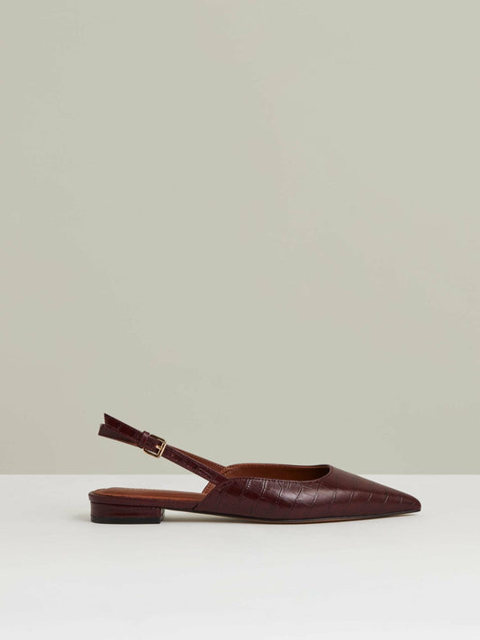 Leather Slingback Ballerina Pumps Oxblood | Womens
