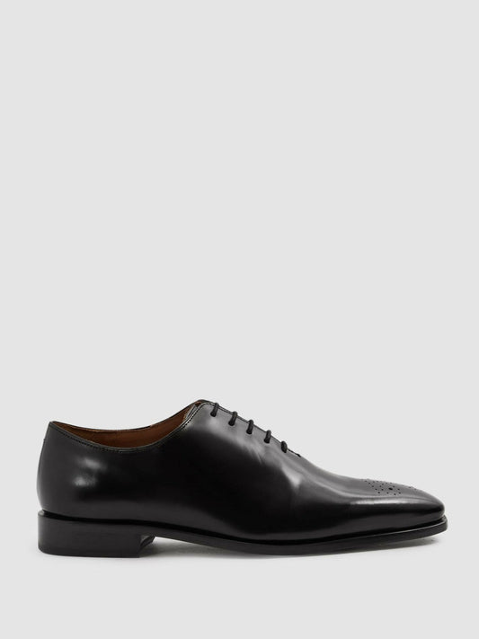 Leather Brogue Detail Lace-Up Shoes Black | Mens