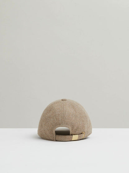 Wool Blend Flannel Baseball Cap Taupe | Womens