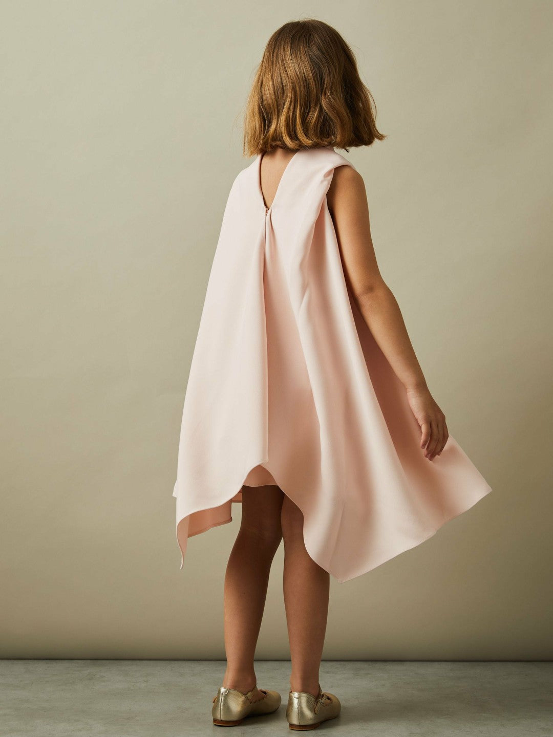13-14 yrs High-Neck Drape Back Dress Pink | Children