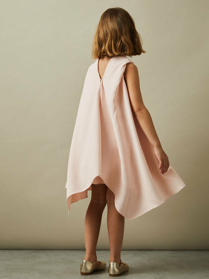 13-14 yrs High-Neck Drape Back Dress Pink | Children
