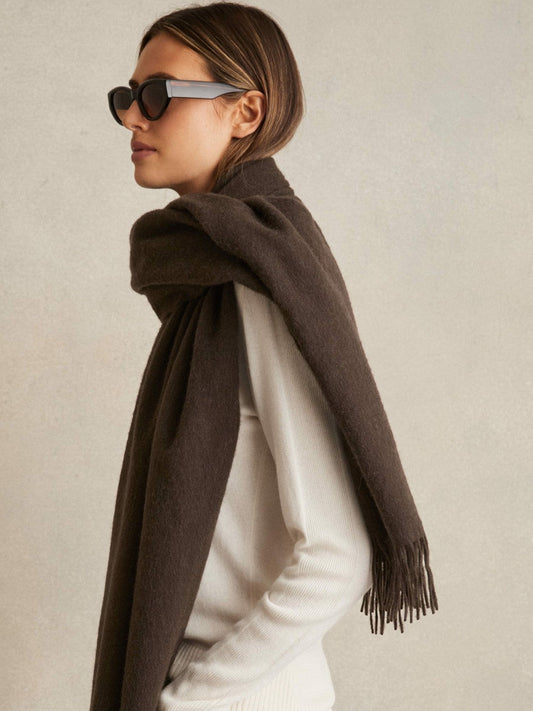 Wool-Cashmere Scarf Chocolate | Womens