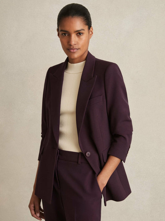 Petite Tailored Single Breasted Suit Blazer Berry | Womens