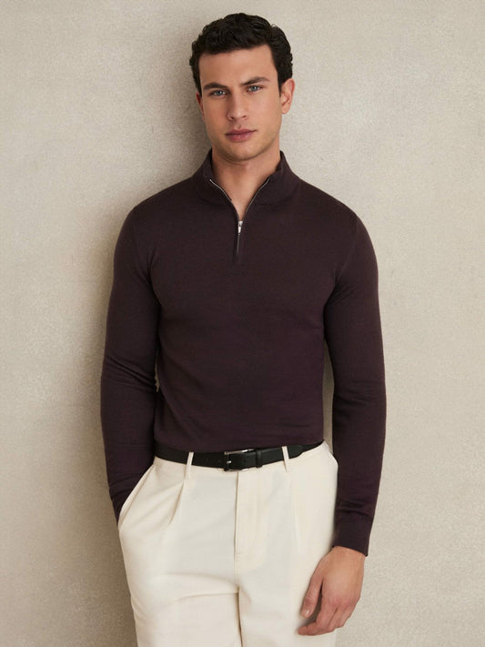 Merino Wool Half-Zip Jumper  | Mens