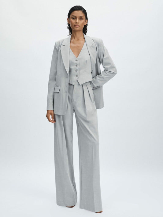 Good American Sharkskin Suit Waistcoat Heather Grey | Womens