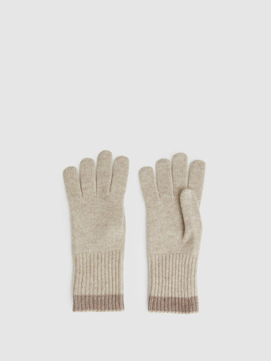 Wool Blend Tipped Gloves Taupe | Womens