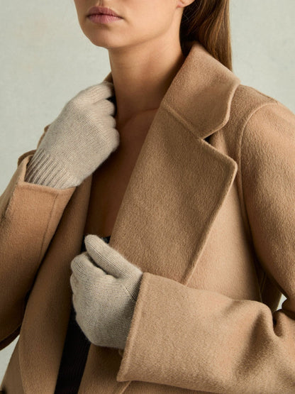 Wool Blend Tipped Gloves Taupe | Womens