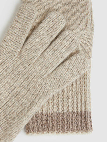 Wool Blend Tipped Gloves Taupe | Womens