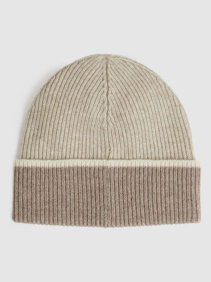 Wool Blend Tipped Beanie Taupe | Womens