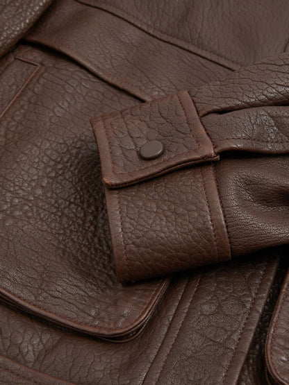Atelier Grained Leather Jacket Chocolate | Womens