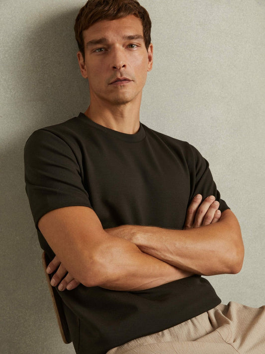 Interlock Jersey Crew Neck T-Shirt Chocolate Brown | Mens