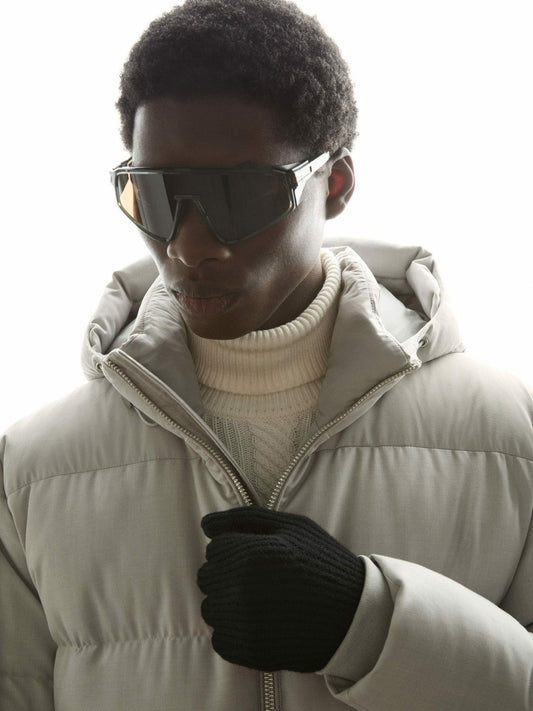 Ribbed-Merino Touchscreen Gloves Black | Mens