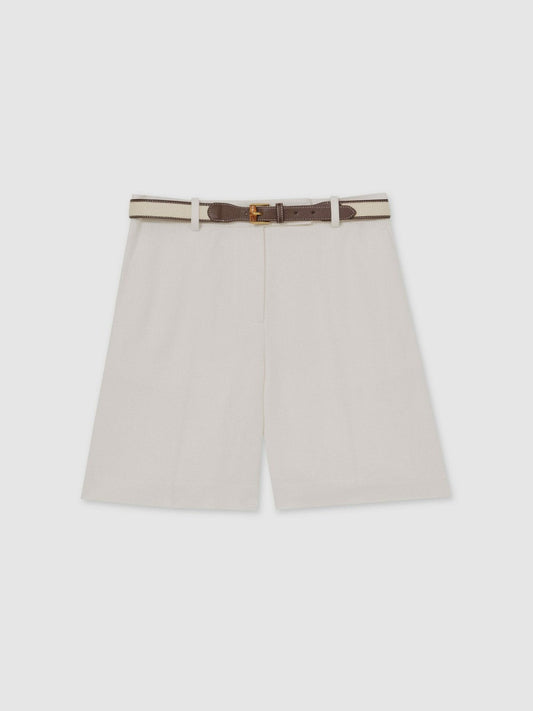Petite Linen-Blend Bermuda Shorts White | Womens