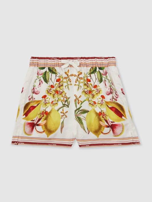 13-14 yrs  | NYBG Satin Floral-Print Shorts Ivory | Children