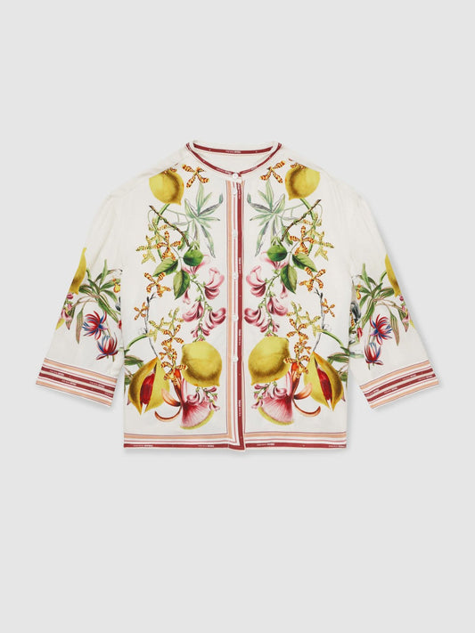 13-14 yrs  | NYBG Satin Floral-Print Shirt Ivory | Children