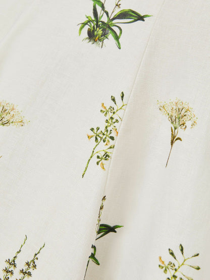 13-14 yrs  | NYBG Linen Floral Flared Dress Ivory | Children