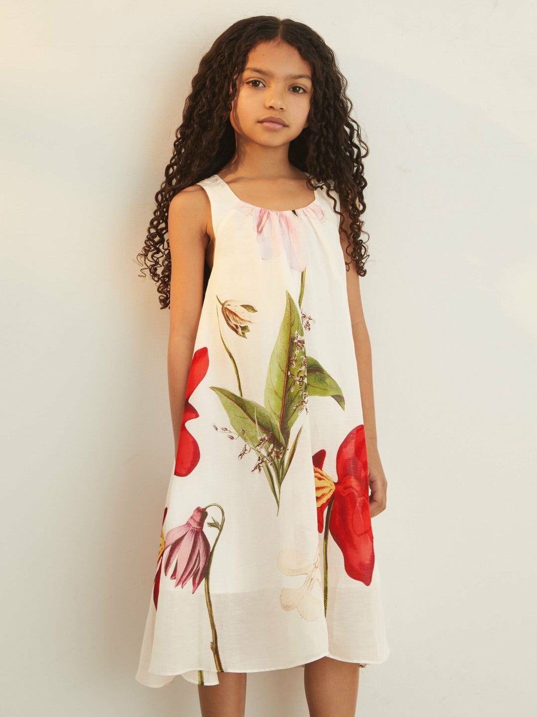 13-14 yrs  | NYBG Floral Maxi Dress With Linen Ivory | Children