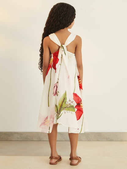 13-14 yrs  | NYBG Floral Maxi Dress With Linen Ivory | Children