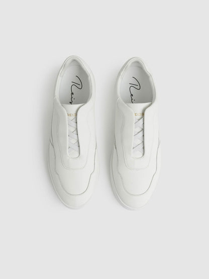 Leather Elasticated-Lace Trainers White | Mens