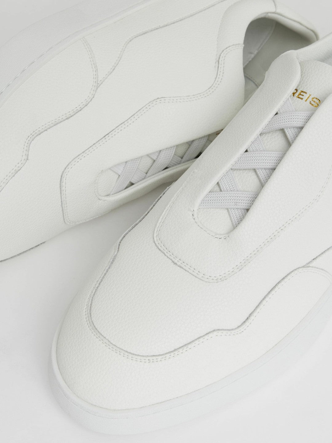 Leather Elasticated-Lace Trainers White | Mens