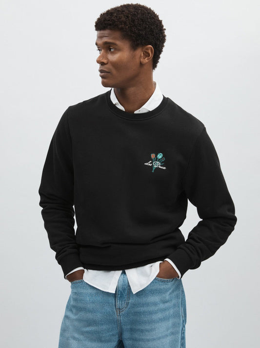Les Deux Cotton Café Sweatshirt Black Print | Mens