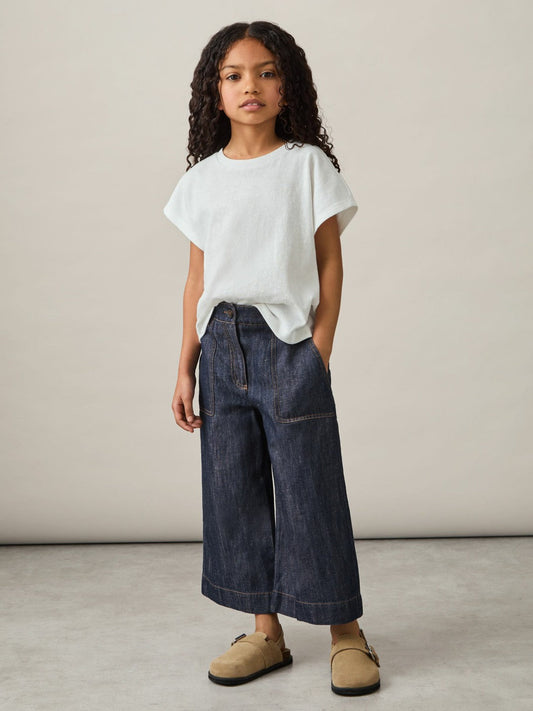 4-9 yrs Cotton-Linen Wide Leg Trousers Indigo | Children