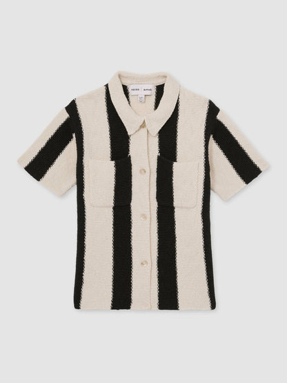 13-14 yrs  | Les 100 Ciels Stripe Knit Shirt Black | Children