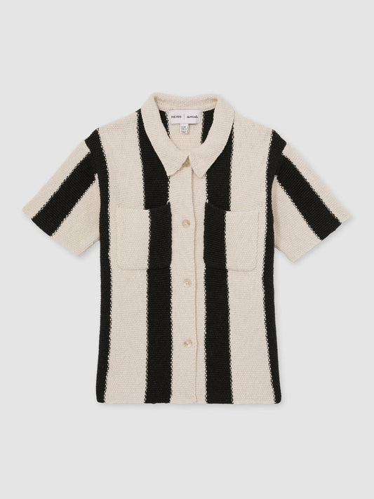 13-14 yrs  | Les 100 Ciels Stripe Knit Shirt Black | Children
