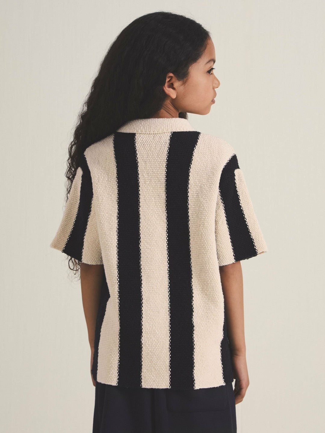 13-14 yrs  | Les 100 Ciels Stripe Knit Shirt Black | Children