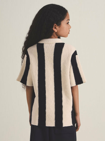 13-14 yrs  | Les 100 Ciels Stripe Knit Shirt Black | Children