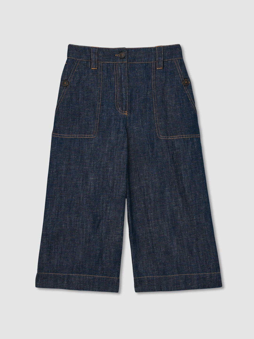 13-14 yrs Cotton-Linen Wide Leg Trousers Indigo | Children