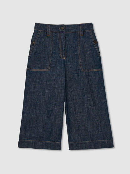 13-14 yrs Cotton-Linen Wide Leg Trousers Indigo | Children