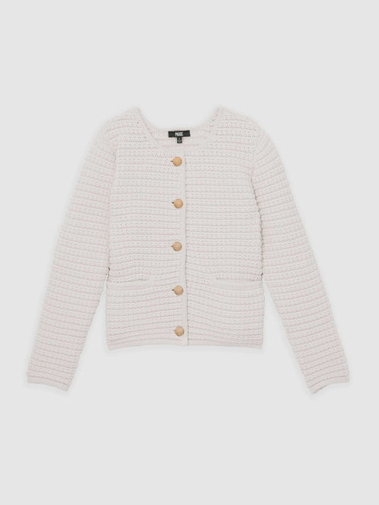 Paige Textured-Knit Cardigan Ivory | Womens