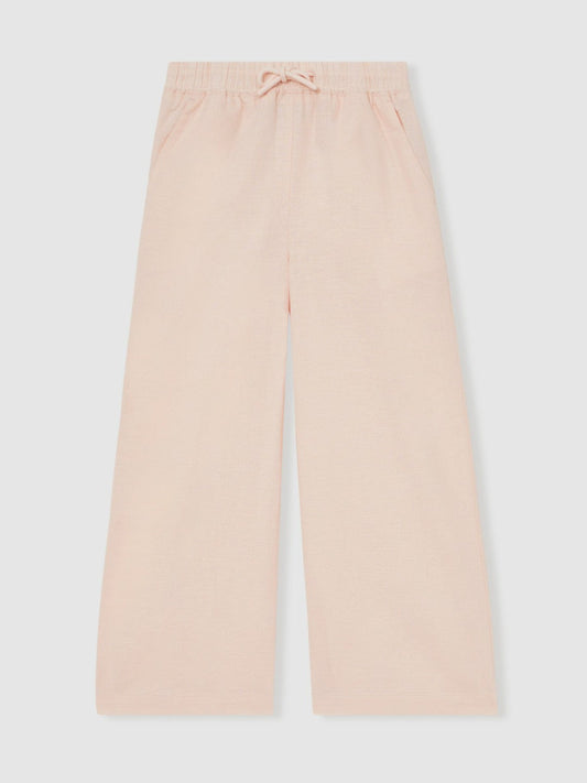 Cotton-Linen Drawstring Trousers Pink | Children