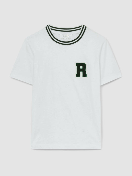 13-14 yrs Cotton Letter Patch T-Shirt White | Children