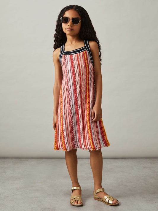 13-14 yrs Cotton Striped Knit Dress Multi | Children
