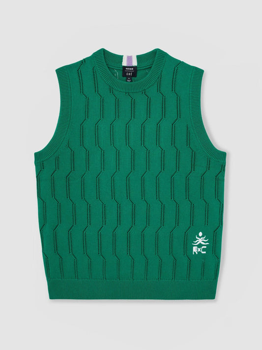 Ché Pointelle Crew-Neck Vest Bright Green | Mens