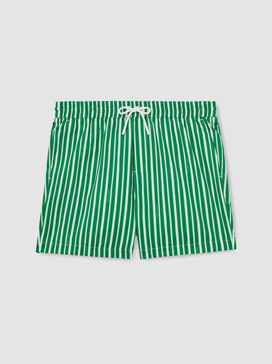 | Ché Stripe Swim Shorts Green/White | Mens