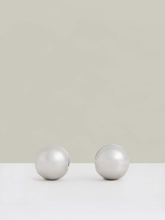 Polished Ball Huggie Earrings Silver Tone | Womens