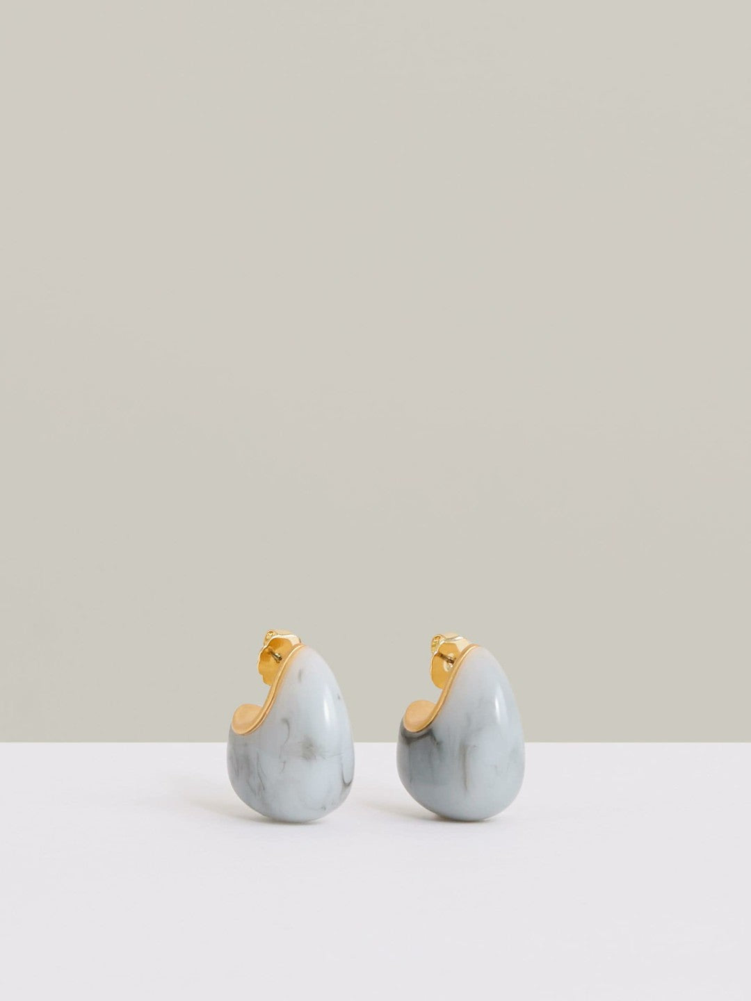 Curve Marble Scoop Earrings Gold Tone | Womens