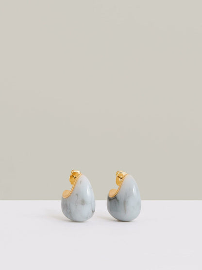 Curve Marble Scoop Earrings Gold Tone | Womens