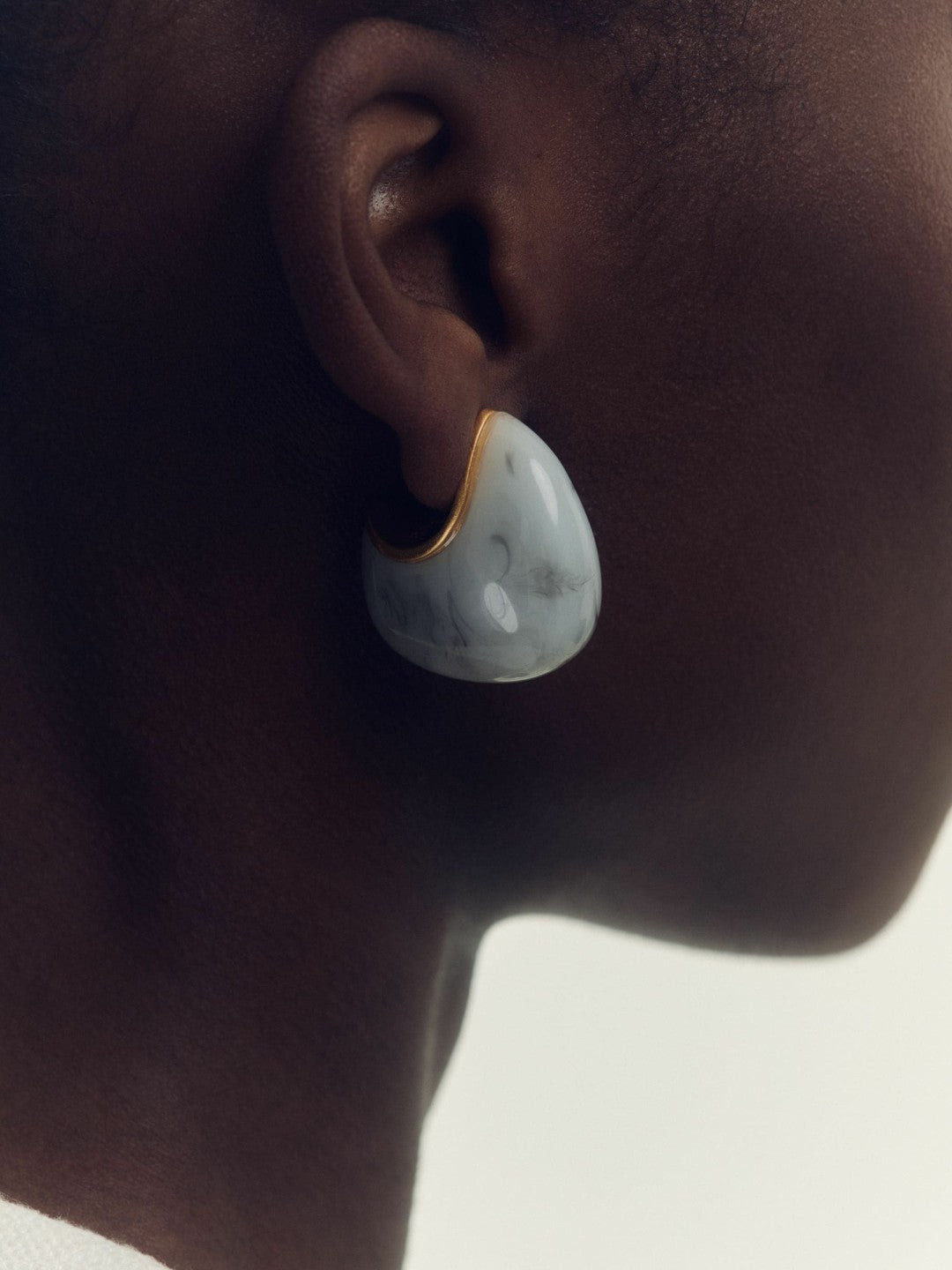 Curve Marble Scoop Earrings Gold Tone | Womens
