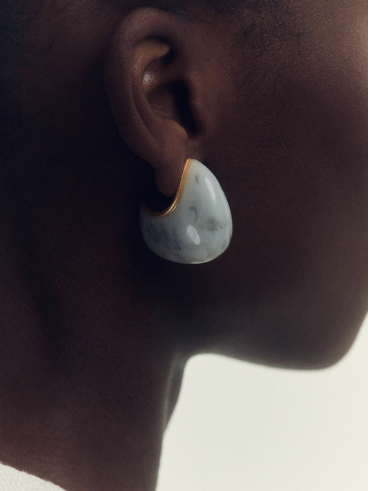 Curve Marble Scoop Earrings Gold Tone | Womens