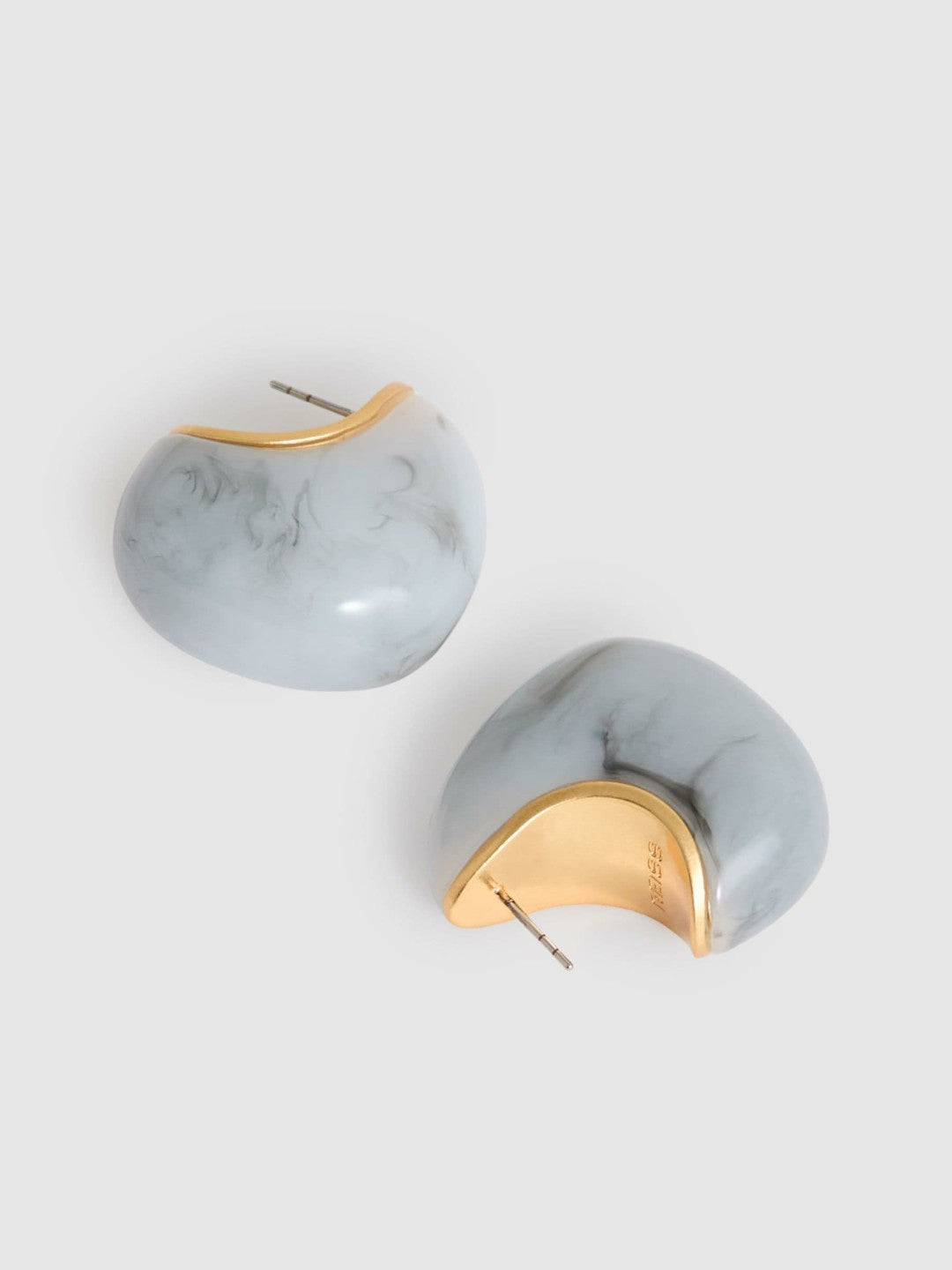 Curve Marble Scoop Earrings Gold Tone | Womens
